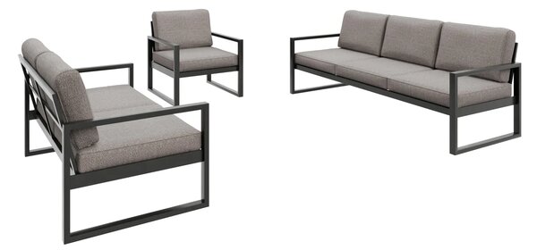 DREWMIX Zahradní sestava OUTDOOR, černá Set ve světle hnědé látce PATIO DECOR 3