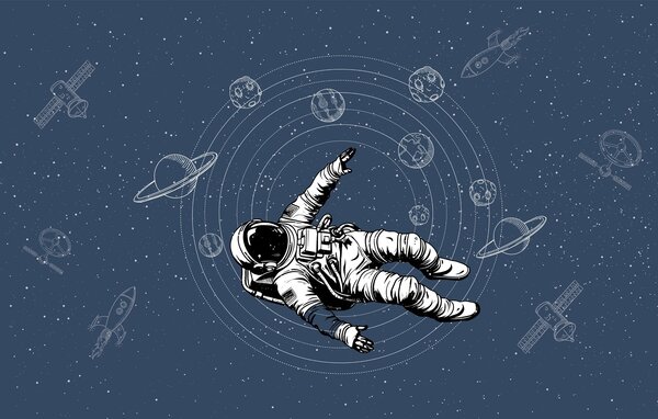 Fototapety Astronaut zkoumá rozlehlý vesmír, Fototapety space, w00712 : uwalls.cz