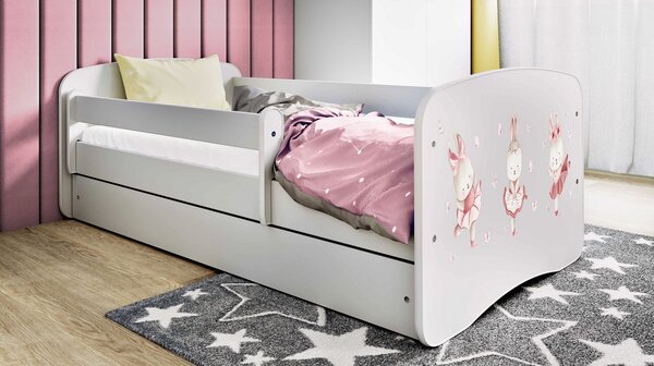 Obrázková postel Simča - tancující králíčci Velikost spací plochy: 140x70, Barva: zelená, Šuplík: NE