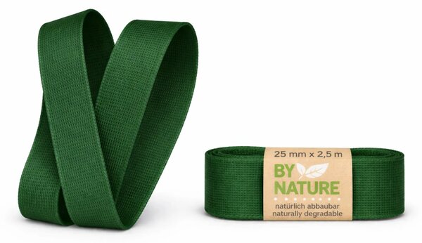 Stuha látková Nature Taft – Forest Green tmavě zelená 25mm x 2,5m (4,-Kč/m)