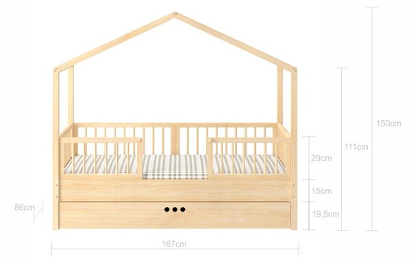 Domečková postel Niki 160x80 cm - přírodní Šuplík: NE