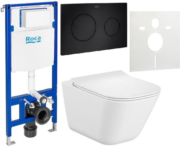 Sada WC mísa se sedátkem s pomalým sklápěním Roca Gap Square A34H472000, podomítkový WC modul Roca Duplo One A890070020, A890189206, A890063000