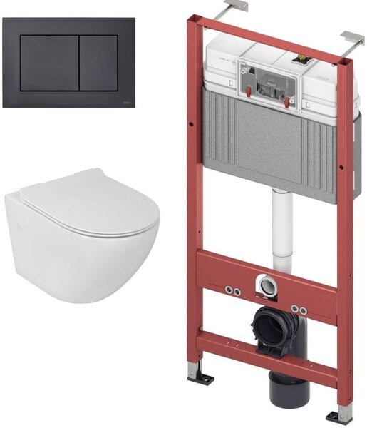 Sada podomítkový WC modul Tece Base 9400407, WC mísa se sedátkem s pomalým sklápěním LaVita Sofi Slim 5908211401461, 9240407