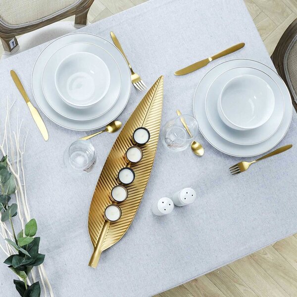 Dekorace na stůl ve tvaru listu zlatá