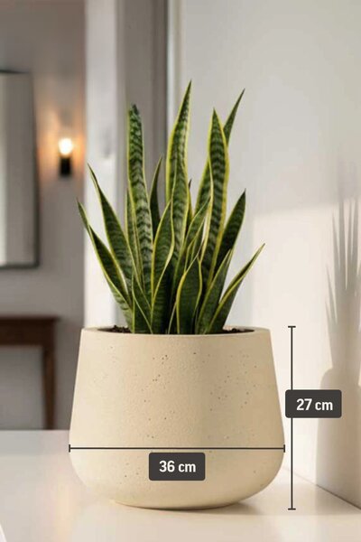 Květináč GIRAR, sklolaminát, výška 27 cm, béžová