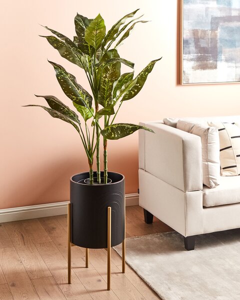 Květináč na stojanu SEROTINA Kov 32 cm Černá