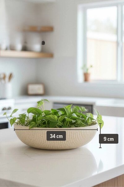 Okrasná miska PLANA, sklolaminát, průměr 34 cm, béžová