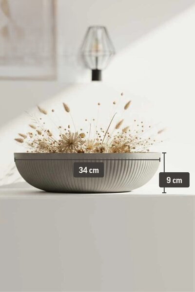 Okrasná miska PLANA, sklolaminát, průměr 34 cm, šedá