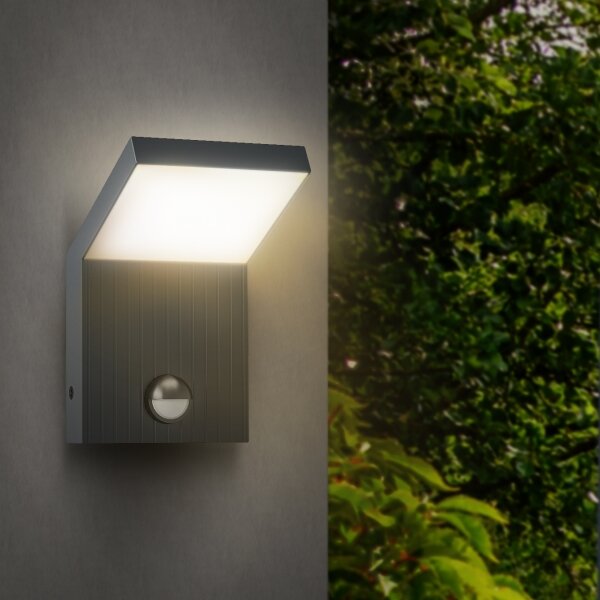 Brilagi - LED Venkovní nástěnné svítidlo se senzorem RIANO LED/8W/230V antracit