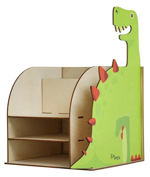 MPM Velice praktický dřevěný pořadač pro děti s motivem dinosaura J14.4473