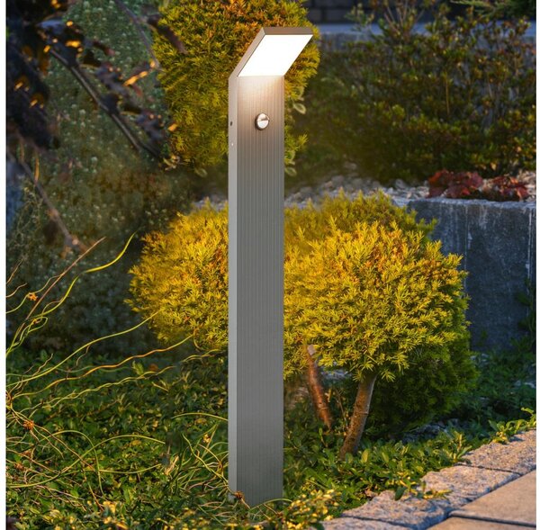 Brilagi - LED Venkovní lampa se senzorem RIANO LED/8W/230V stříbrná IP65 80 cm