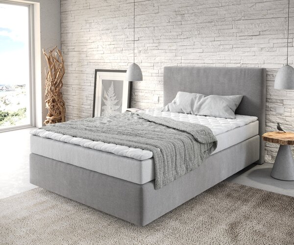 DELIFE Boxspring postel Dream-Well 120x200 cm mikrovlákno šedá s matrací a topperem