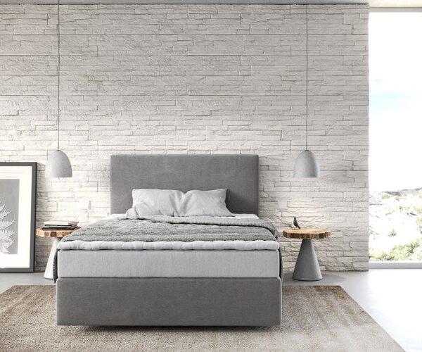 DELIFE Boxspring postel Dream-Well 120x200 cm mikrovlákno šedá s matrací a topperem