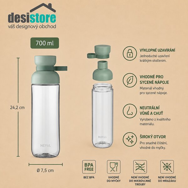 Láhev na vodu Vita, 700ml, Mepal, antracitová