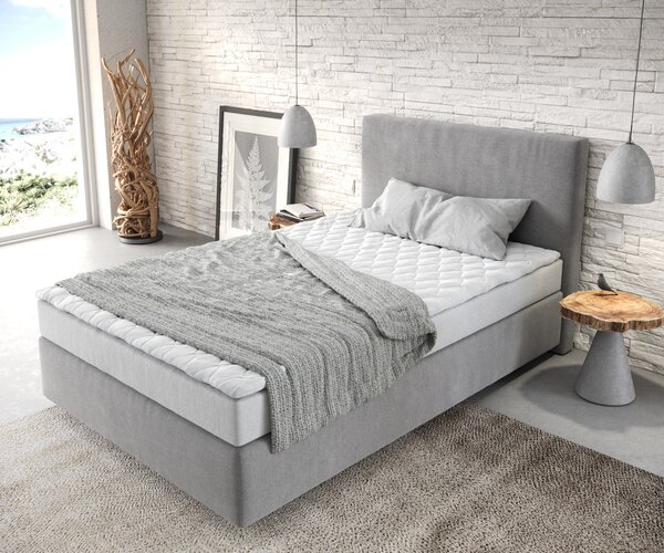 DELIFE Boxspring postel Dream-Well 120x200 cm mikrovlákno šedá s matrací a topperem