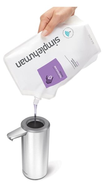 Bezdotykový ocelový dávkovač mýdla v matně stříbrné barvě 266 ml – simplehuman