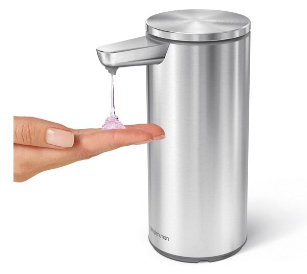 Bezdotykový ocelový dávkovač mýdla v matně stříbrné barvě 266 ml – simplehuman