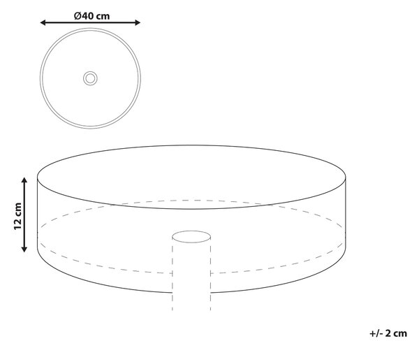 Umyvadlo na desku TEBAR Černá/Bílá ⌀ 40 cm Keramika