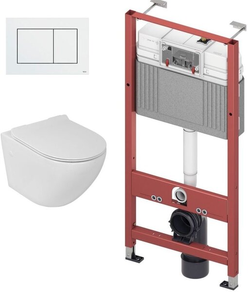 Sada podomítkový WC modul Tece Base 9400407, WC mísa se sedátkem s pomalým sklápěním LaVita Sofi Slim 5908211401461, 9.240.400