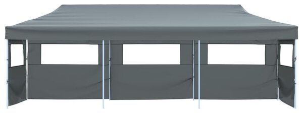 Skládací nůžkový stan s 5 bočními stěnami 3 x 9 m antracitový