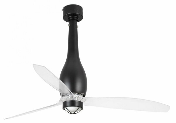 FARO ETERFAN M LED, černá/transparentní, stropní ventilátor s DC motorem