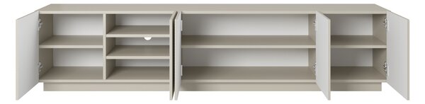 Moderní TV skříňka Asha 200 cm s pětidveřovým rýhovaným čelem - kašmír