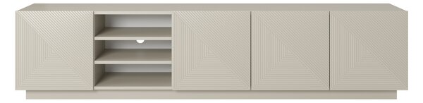 TV stolek Asha 200 cm s rýhovanými dvířky a výklenkem - kašmír