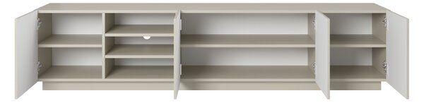 TV stolek Asha 200 cm s rýhovanými dvířky a výklenkem - kašmír