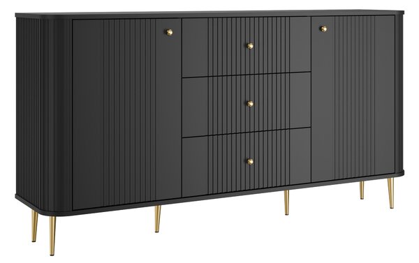 Komoda se zásuvkami Vesper 160 cm - černá / zlaté nohy