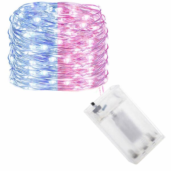 LED řetěz Nano Duo - 10m, 100LED, 3xAA, modrá/růžová