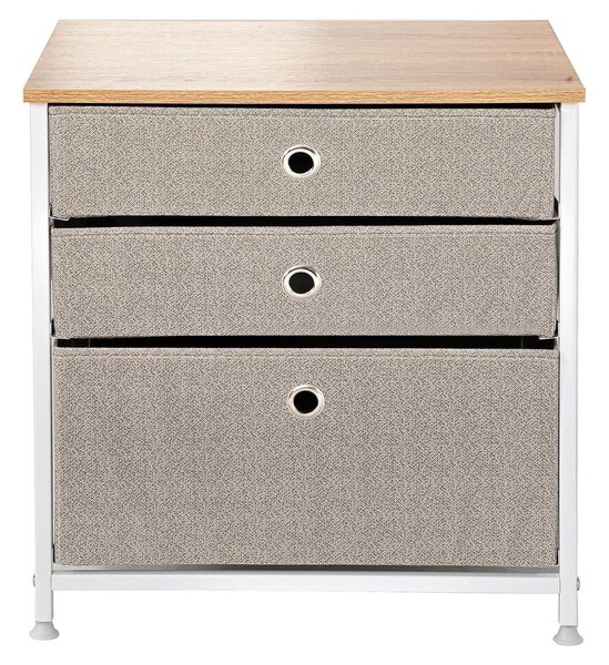CALICOSY – komoda se 3 zásuvkami z světlého netkaného textilu – šířka 48 cm