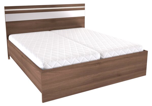 Dvoulůžko MIA s lamelovými rošty Šířka 160 cm, Bílá, LED pásek v čele: bez LED pásku