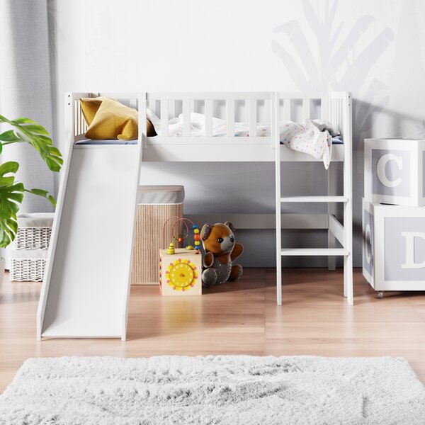 Vyvýšená postel se skluzavkou Kiky Barva: bez laku, Velikost matrace: 160x80 cm, Strana schodů: levá