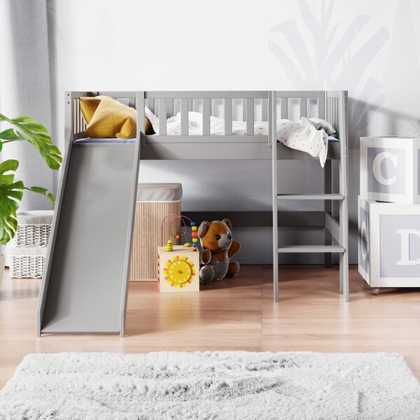 Vyvýšená postel se skluzavkou Kiky Barva: bez laku, Velikost matrace: 160x80 cm, Strana schodů: levá