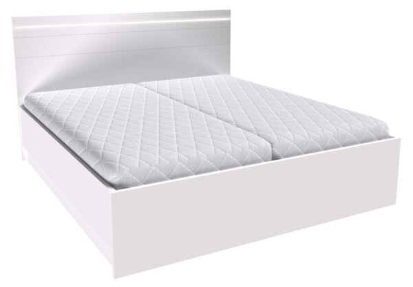 Dvoulůžko MIA s lamelovými rošty Šířka 160 cm, Bílá, LED pásek v čele: bez LED pásku