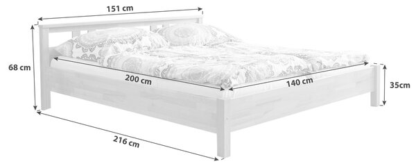 POSTEL, 140/200 cm barvy buku MID.YOU - Jednolůžkové postele, Online Only