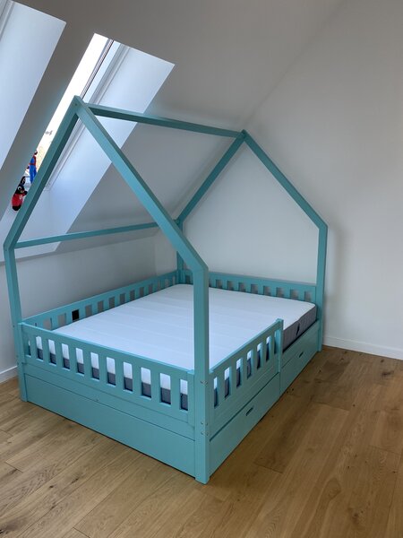 Domečková postel se šuplíky 200x160 cm - máta Vchod: vlevo