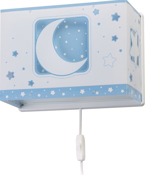 Dalber 63238T MOONLIGHT blue - Dětské nástěnné svítidlo s kabelem do zásuvky + Dárek LED žárovka (Dětské nástěnné svítidlo v modré barvě)