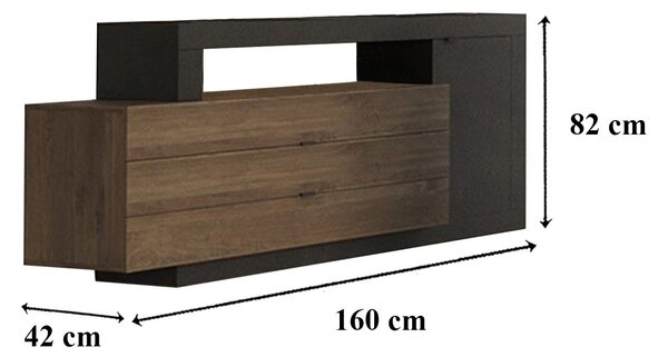 Příborník s 1 dveřmi a 3 zásuvkami, šířka 160 cm - JOURNEY