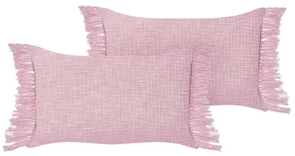 Sada 2 dekorativních polštářů TANSY Bavlna 40 x 60 cm Růžová Bez vzoru