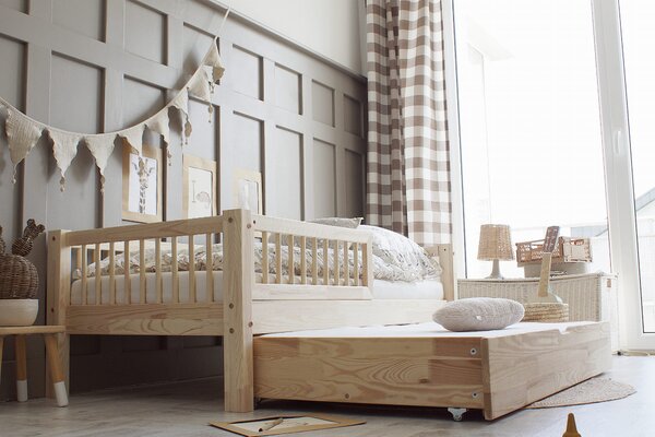 Dětská postel Basic se šuplíkem Velikost spací plochy: 120x60, Barva: přírodní dřevo
