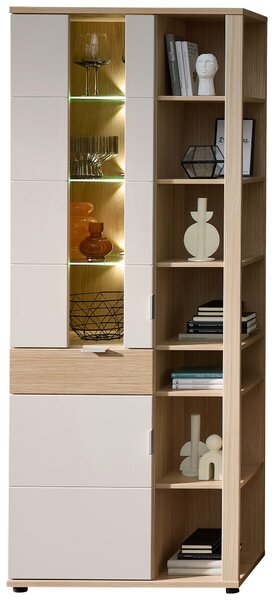 VITRÍNA, barvy dubu, kašmírová, 80/202/38 cm Stylife - Kredence a vitríny