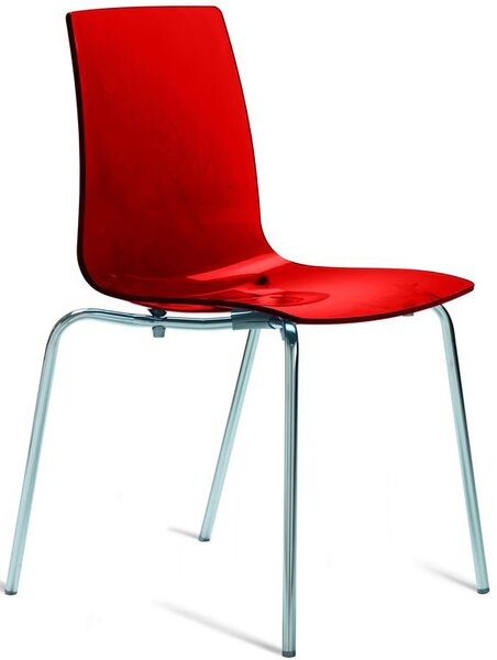 Židle Lollipop (červená-transparentní, polykarbonát)