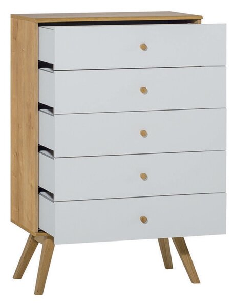 Komoda s 5 zásuvkami, šířka 75 cm - PŘÍRODNÍ