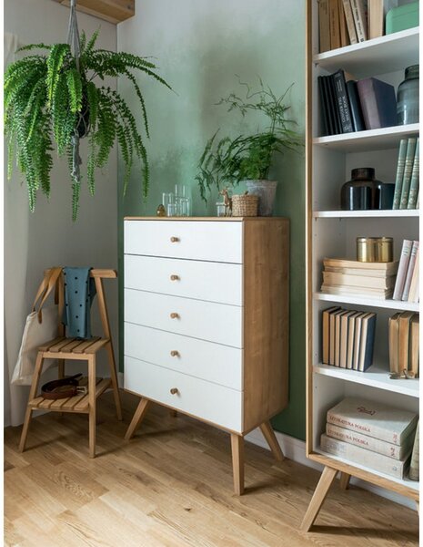 Komoda s 5 zásuvkami, šířka 75 cm - PŘÍRODNÍ