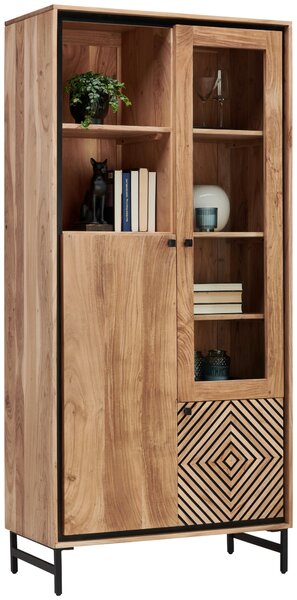 VITRÍNA, akácie, černá, barvy akácie, 90/190/42 cm Ambia Home - Kredence a vitríny