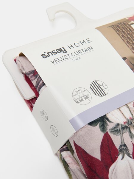 Sinsay - Částečně zatemňovací sametové závěsy na řasicí pásce s květinovým motivem 2 pack - vícebarevná