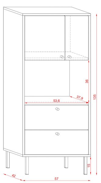 VYSOKÁ KOMODA, černá, dub wotan, 57/135/42 cm MID.YOU, Online Only