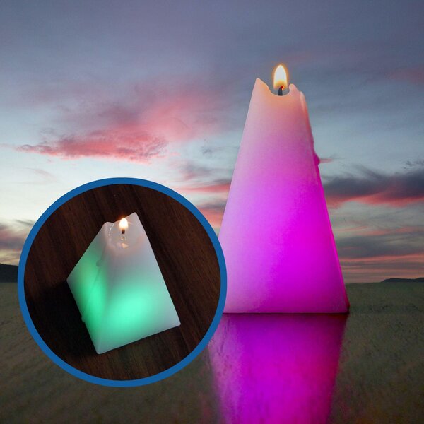 4Leaders LED svíčka měnící barvy čtyřstěnná pyramida 10×4,9×4,9 cm