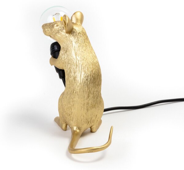 Stolní lampa SELETTI, Mouse Lamp Valentine, Zlatá / mosazná, Obývací pokoj, Plast, Design